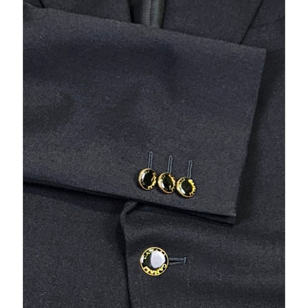 Canali Proposta Enamel Gold Button Vellerian Blazer US 42L Black EU 52L Italian